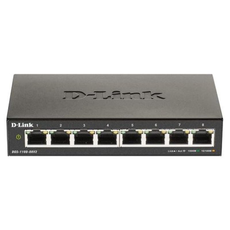 Switch 8 porte gigabit 10/100/1000 nero - D-Link DGS-1100-08V2