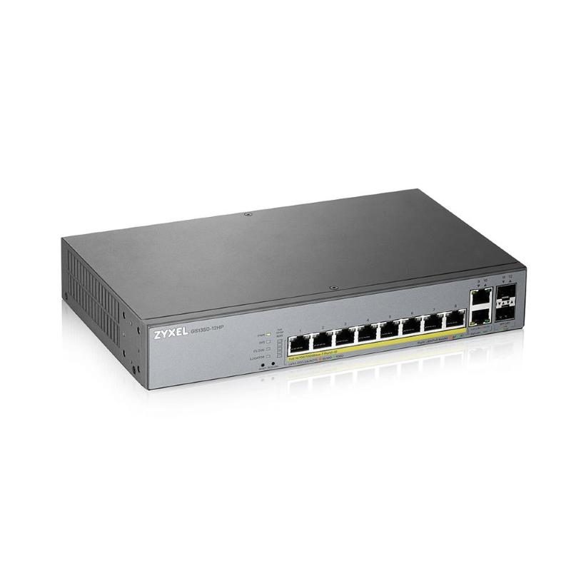 Switch di rete gestito L2 Gigabit Ethernet 10/100/1000 con PoE grigio - Zyxel GS1350-12HP-EU0101F
