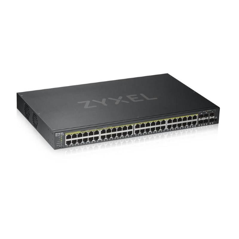 Switch intelligente 48 x 10/100/1000 PoE+ + 4 x combo Gigabit SFP + 2 x Gigabit SFP rack PoE+ 375W - Zyxel GS1920-48HPv2