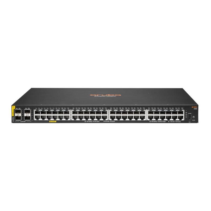Switch gestito L3 48 x 10/100/1000 (PoE+) + 4 x 1 Gigabit/10 Gigabit SFP+ PoE+ 370 W montabile su rack - HPE Aruba 6100 48G