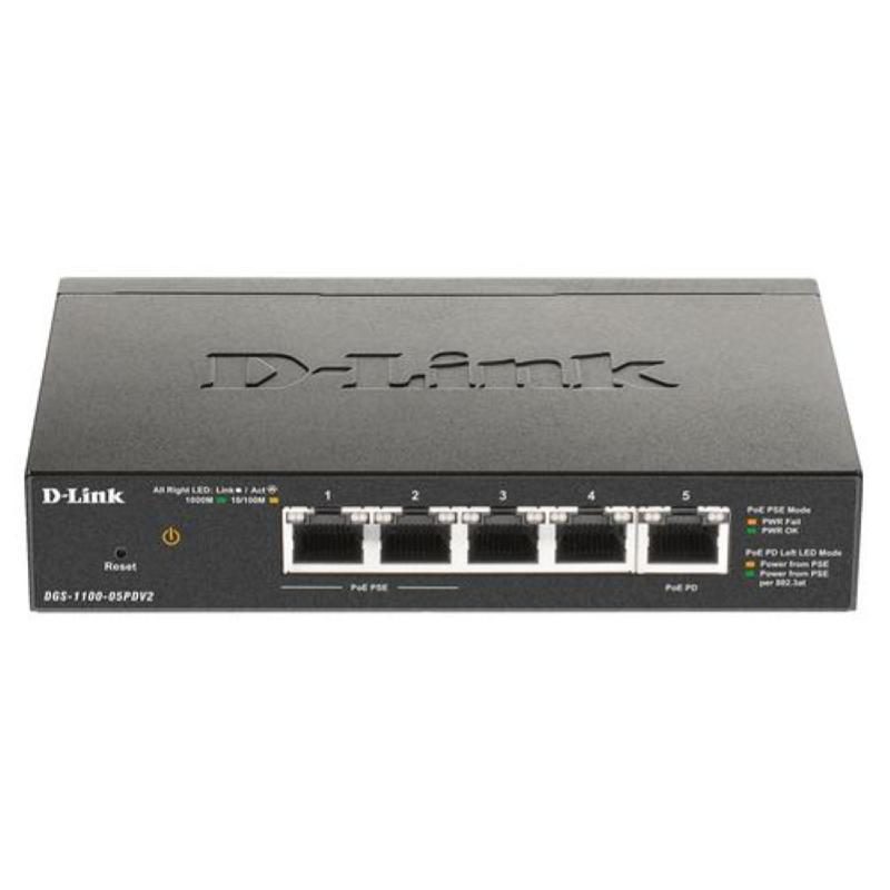 Switch 5 porte gigabit PoE smart managed con 1 porta power delivery - D-Link DGS-1100-05PDV2