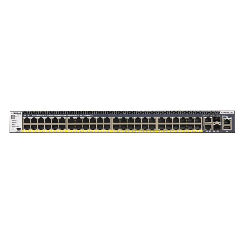 Switch gestito L3 48 porte 10/100/1000 RJ45 PoE (802.3af/802.3at) + 2 porte 10Gbit RJ45 + 2 SFP/SFP+ - Netgear M4300-52G-PoE