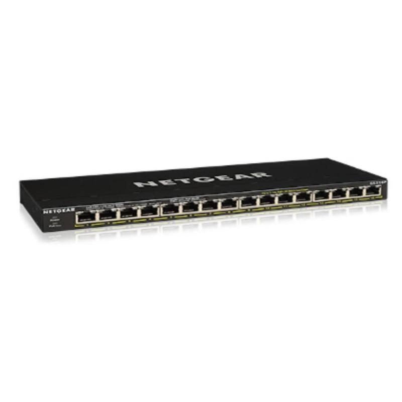 Switch 16 porte non gestito Gigabit Ethernet (10/100/1000) con PoE nero - Netgear GS316P