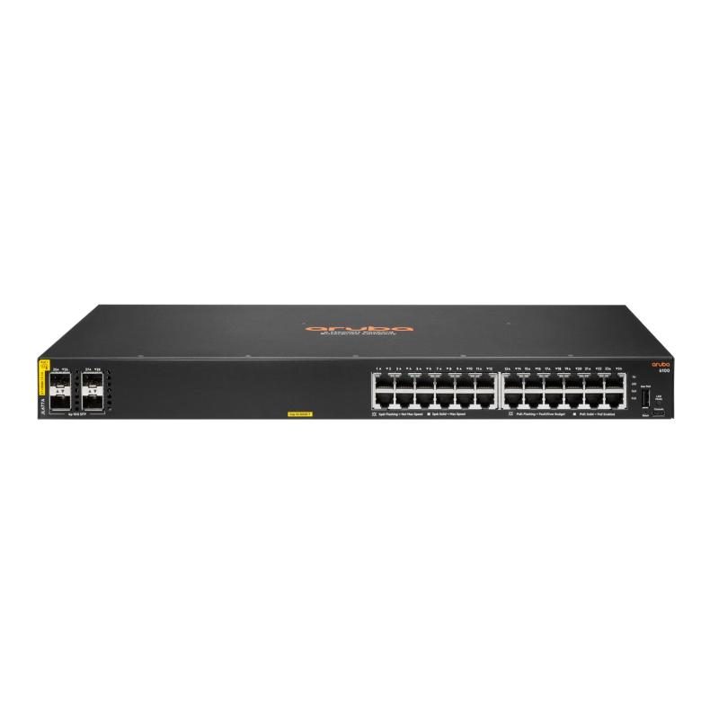 Switch gestito L3 24 x 10/100/1000 + 4 x 1/10 Gigabit SFP+ PoE+ 370 W classe 4 - HPE Aruba 6100 24G PoE 4SFP