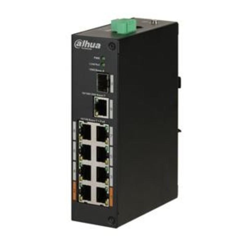 Switch industriale non gestito 8 porte PoE + 1 porta SFP + 1 porta gigabit v2 - Dahua