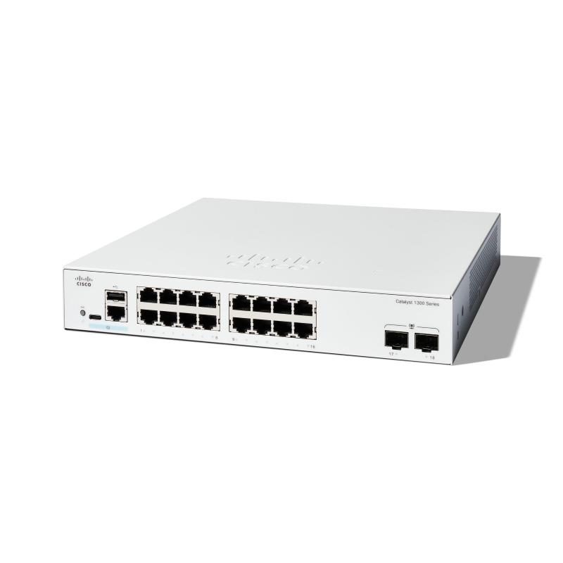 Switch gestito L3 16 x 10/100/1000BASE-T + 2 x Gigabit Ethernet SFP rack bianco - Cisco Catalyst 1300-16T-2G