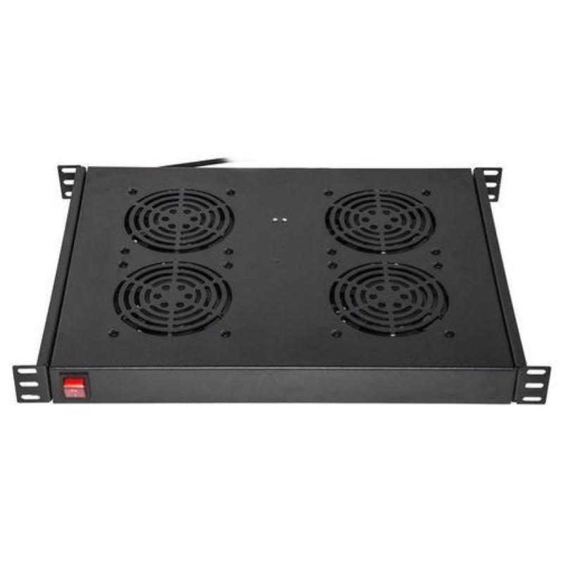 Ripiano per armadi rack 19 pollici con 4 ventole nero, 4 agganci 483x330x44mm - Link