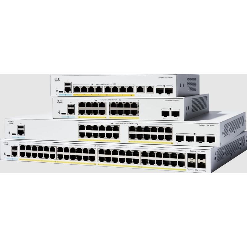 Switch gestito L3 16 x 10/100/1000 (PoE+) + 2 x Gigabit Ethernet SFP PoE+ 120 W rack - Cisco Catalyst C1200-16P-2G