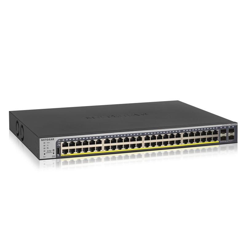 Switch gestito 48 porte PoE gigabit Ethernet 48 x PoE+ 380W 4 x 1G SFP montabile a rack - Netgear GS752TP-300EUS
