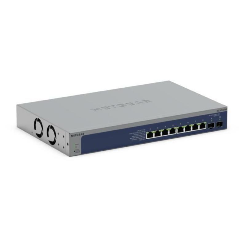 Switch gestito 8 x 10/25 gigabit Ethernet + 2 x 10 Gb Ethernet SFP+ (uplink) desktop montabile su rack - Netgear XS508TM-100EUS