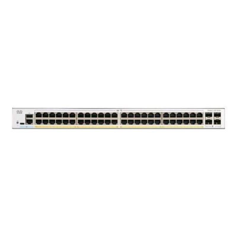 Switch gestito L3 48 x 10/100/1000 (PoE+) + 4 x Gigabit SFP, PoE+ 375 W, montabile su rack, bianco - Cisco Catalyst 1200-48P-4G