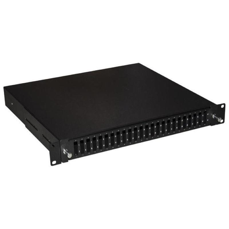 Cassetto fibra ottica 24 porte per adattatori SC duplex, 1 unità, installazione 19 pollici, nero - Link