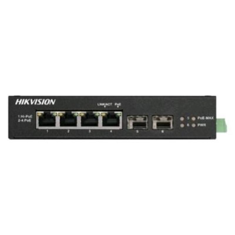 Switch non gestito 4 porte Gigabit Ethernet PoE + 2 porte Gigabit uplink in metallo desktop - Hikvision DS-3T0506HP-E/HS