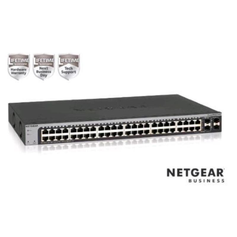 Switch 48 porte Gigabit, 2 porte 1 Gb SFP dedicate, 2 porte 1 Gb condivise - NETGEAR GS748T-600EUS