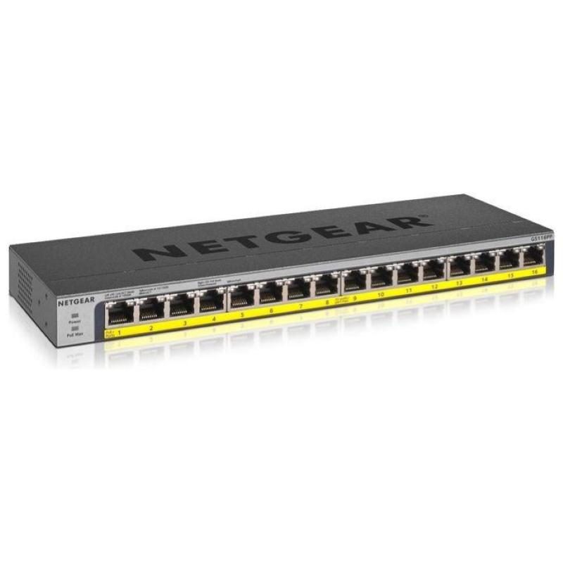 Switch 16 porte non gestito Gigabit Ethernet (10/100/1000) nero con supporto Power over Ethernet (PoE) - NETGEAR GS116PP