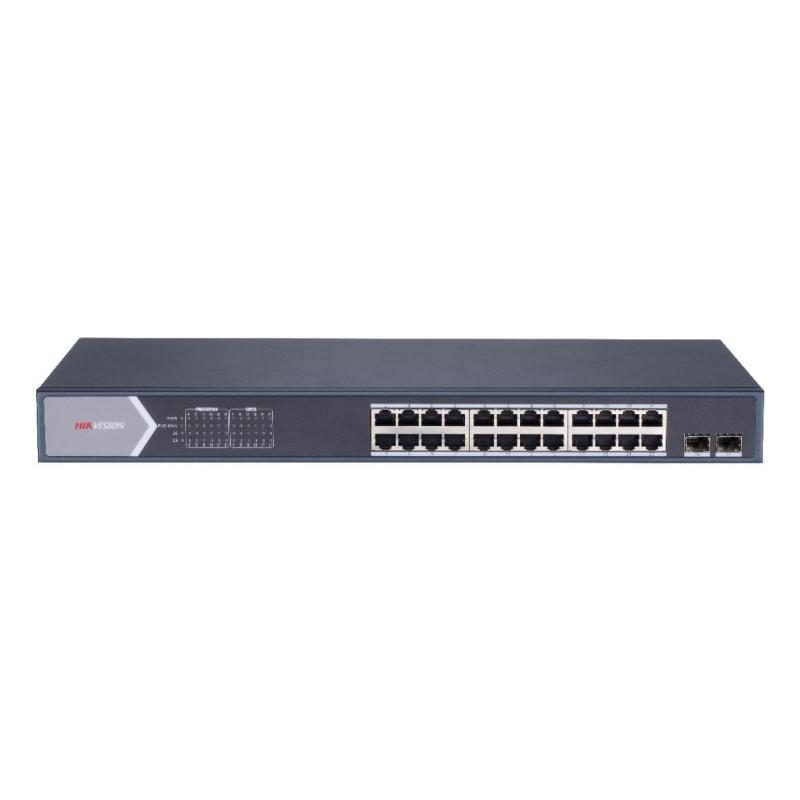 Switch 24 porte LAN Gigabit PoE + 2 porte uplink, desktop, QoS, 225 W - Hikvision DS-3E0526P-E/M