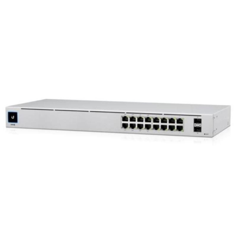 Switch 16 porte LAN Gigabit con 8 porte PoE+, 8 porte Gigabit RJ45, 2 porte 1G SFP - Ubiquiti USW-16-PoE Gen2
