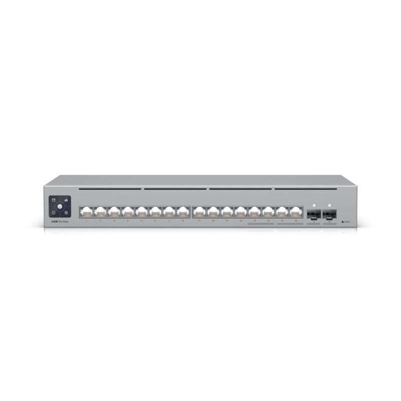 Switch 16 porte LAN Gigabit L3 con 4 porte RJ45 2.5GbE, 12 porte GbE RJ45, 2 porte SFP+ 10G, rack - Ubiquiti USW-Pro-Max-16