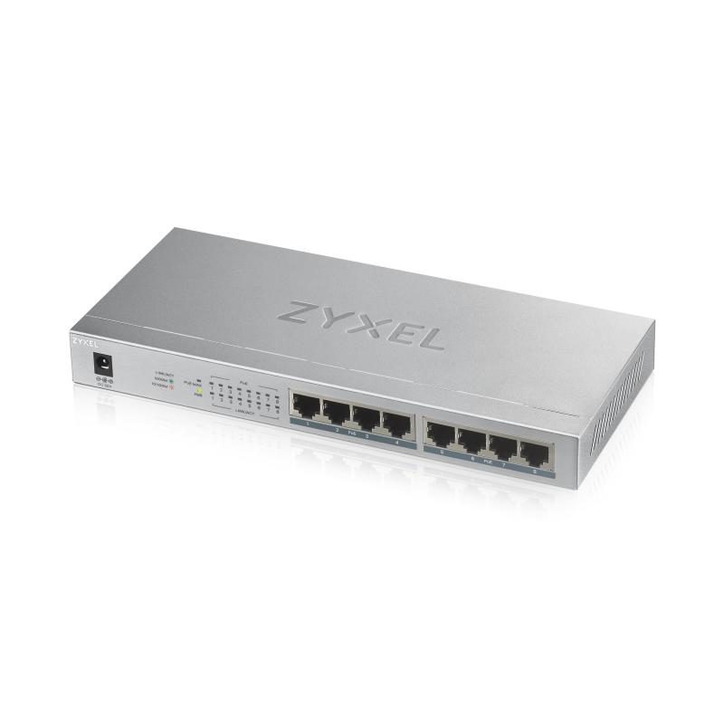 Switch 8 porte LAN Gigabit unmanaged (8 porte PoE, erogazione fino a 60 W) metallo desktop - Zyxel GS1008HP-EU0101F