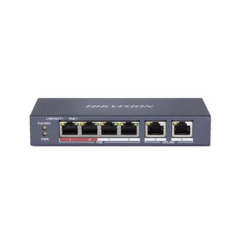 Switch 8 porte Gigabit unmanaged PoE con 1 porta uplink Gigabit RJ45 e 1 uplink Gigabit SFP - Hikvision