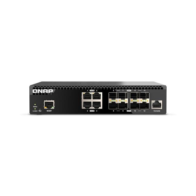 Switch 12 porte di cui 4 porte 10GbE RJ45 e 8 porte 10GbE SFP+, design rackmount - QNAP QSW-M3212R-8S4T