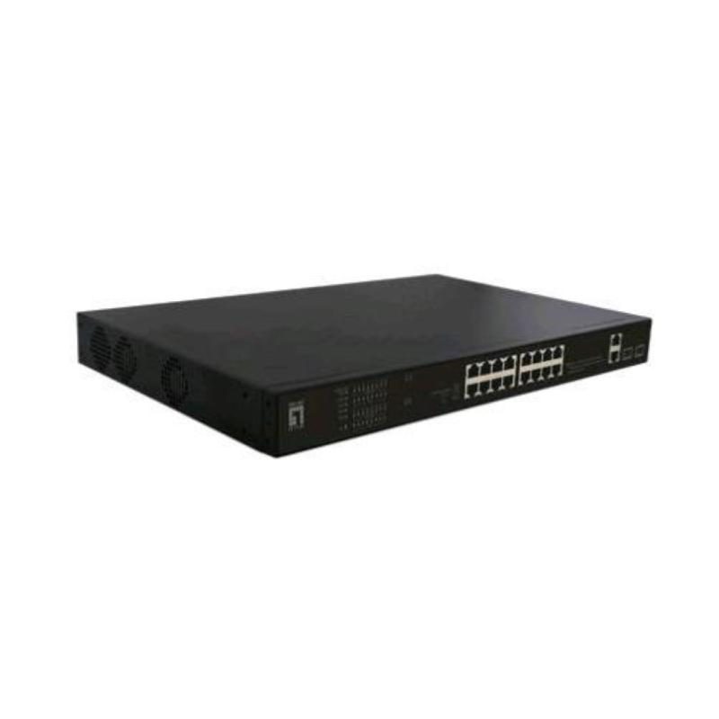 Switch di rete non gestito rack 1U 16 porte RJ-45 10/100 Mbps 2 slot SFP supporto PoE nero - LevelOne FGP-2031