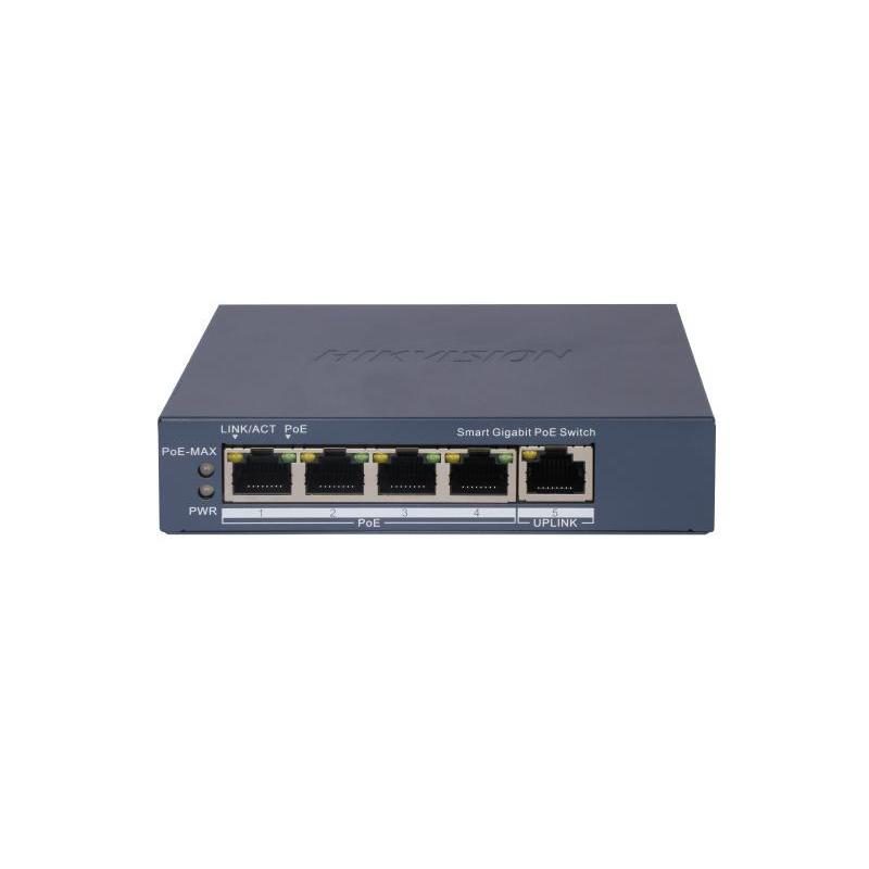 Switch L2 smart managed 4 porte Gigabit RJ45 PoE + 1 porta Gigabit RJ45, 802.3af/at - Hikvision