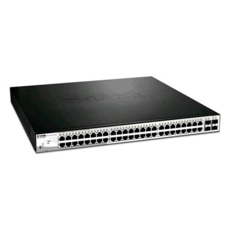 Switch gestito 8 x 10/100/1000 (PoE+) + 40 x 10/100/1000 (PoE) + 4 x SFP PoE+ (370 W) montabile su rack - D-Link DGS-1210-52MP