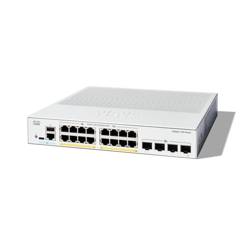Switch 20 porte PoE+ (120 W) stackable rack 1U - Cisco Catalyst 1300-16P-4X
