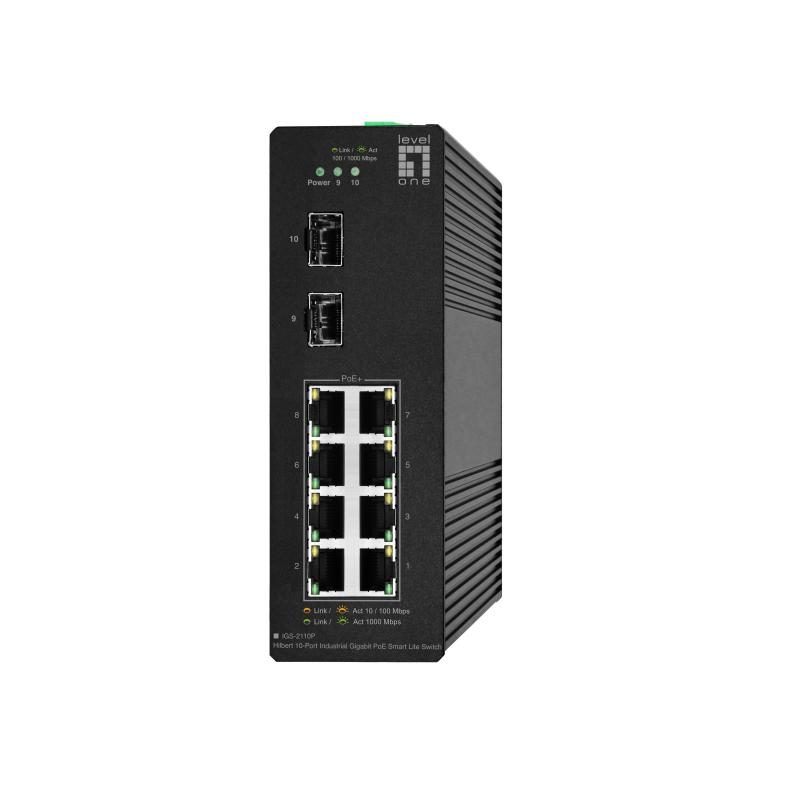 Switch di rete gestito L2 Gigabit Ethernet (10/100/1000) con supporto Power over Ethernet (PoE) nero - LevelOne IGS-2110P