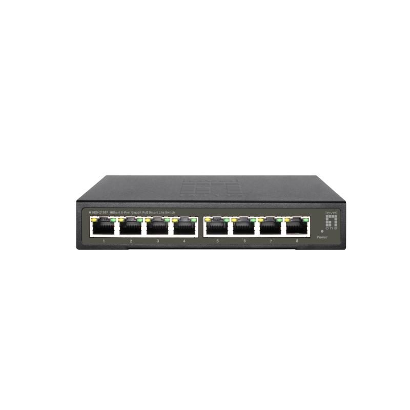 Switch di rete gestito L2 Gigabit Ethernet (10/100/1000) con supporto Power over Ethernet (PoE) nero - LevelOne GES-2108P