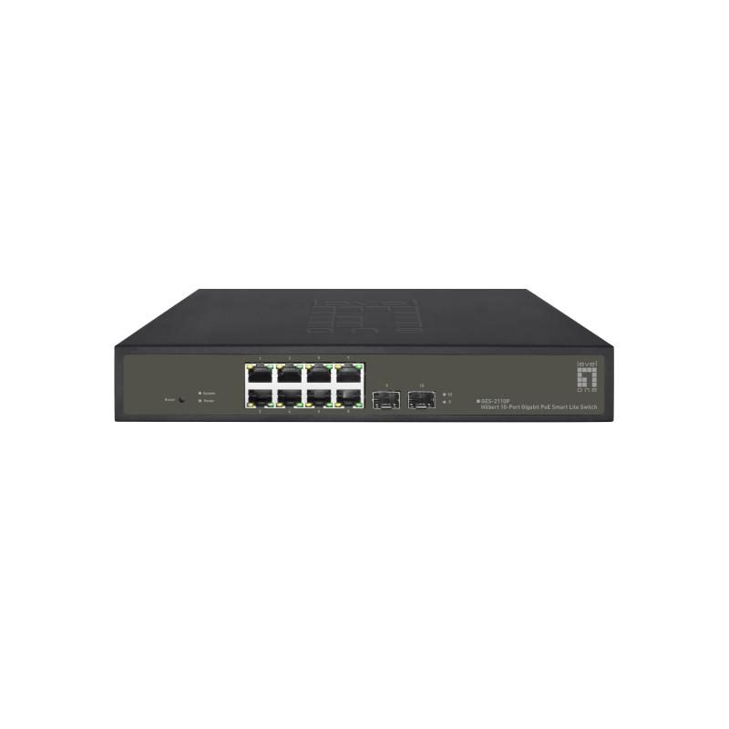 Switch di rete gestito L2 Gigabit Ethernet (10/100/1000) con supporto Power over Ethernet (PoE) nero - LevelOne GES-2110P