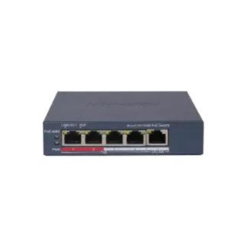 Switch smart managed PoE 10/100 L2, 4 porte RJ45 PoE 10/100M, 1 porta RJ45 10/100M, 802.3af - Hikvision