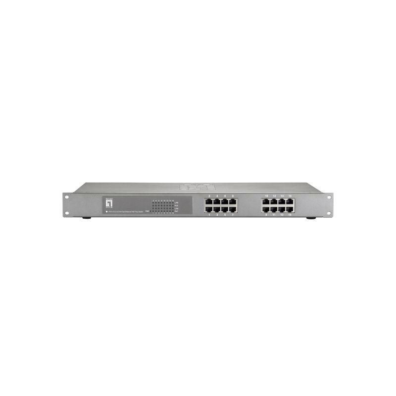 Switch di rete Fast Ethernet (10/100) con supporto Power over Ethernet (PoE) grigio - LevelOne FEP-1612W120