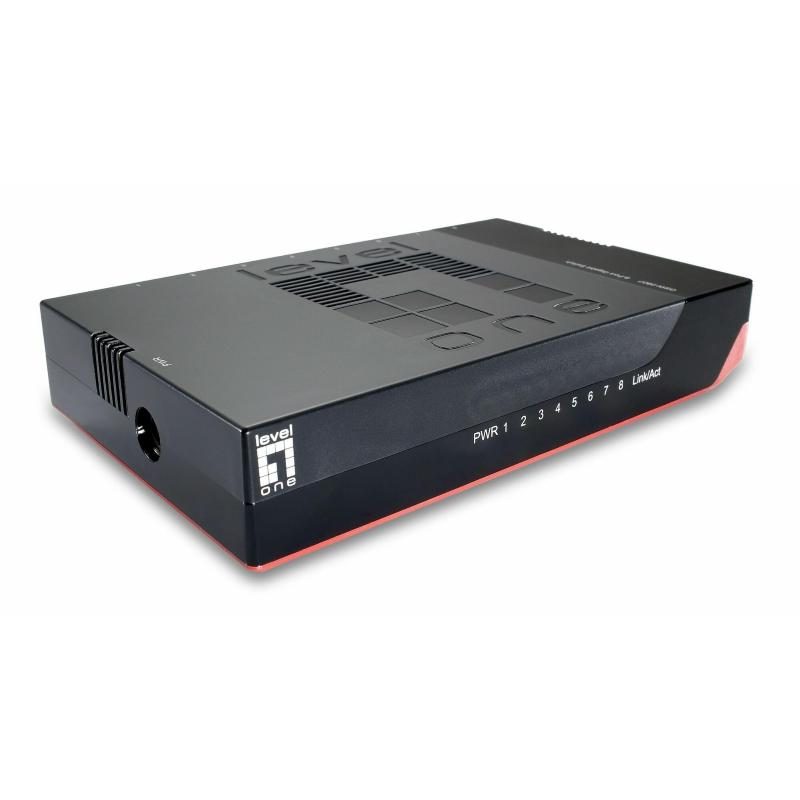 Switch di rete non gestito Gigabit Ethernet (10/100/1000) nero, rosso - LevelOne GSW-0807