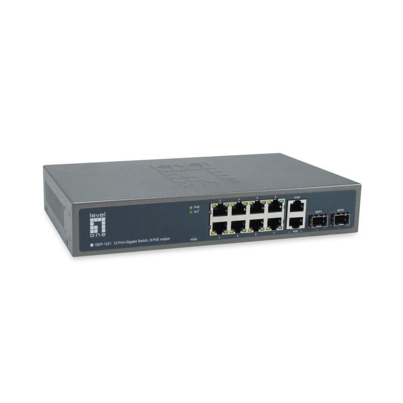 Switch di rete non gestito Gigabit Ethernet (10/100/1000) con supporto Power over Ethernet (PoE) nero - LevelOne GEP-1221