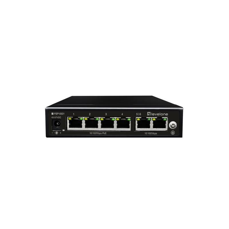Switch di rete Fast Ethernet (10/100) con supporto Power over Ethernet (PoE) nero - LevelOne FEP-0631