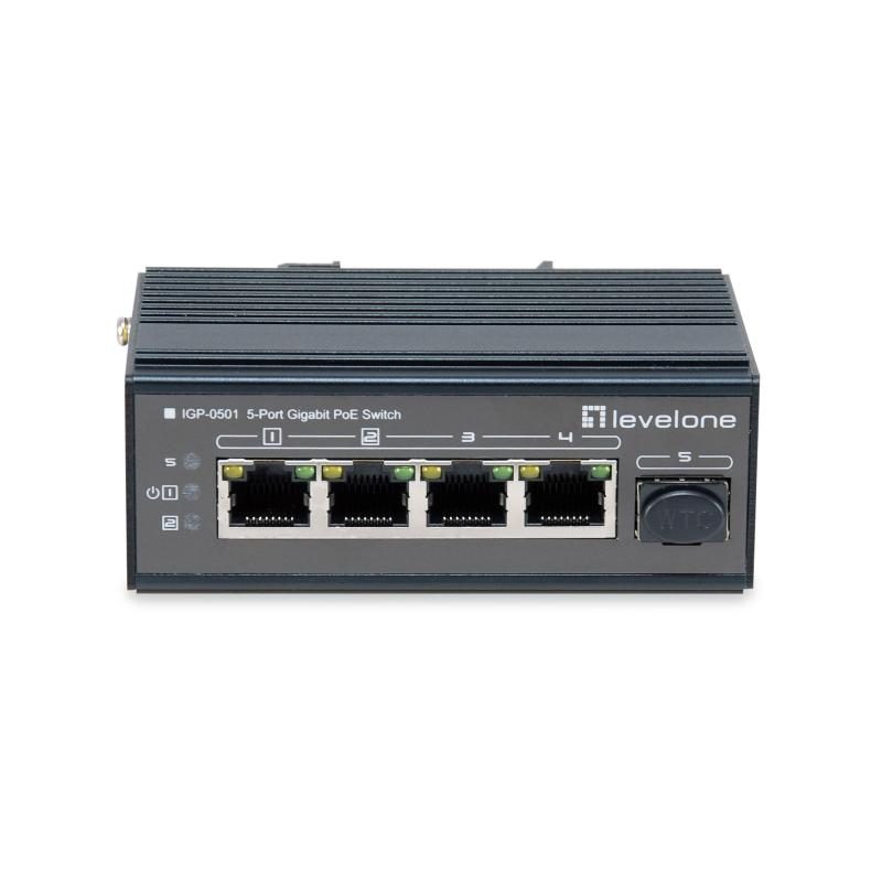Switch di rete Gigabit Ethernet (10/100/1000) con supporto Power over Ethernet (PoE) nero - LevelOne IGP-0501
