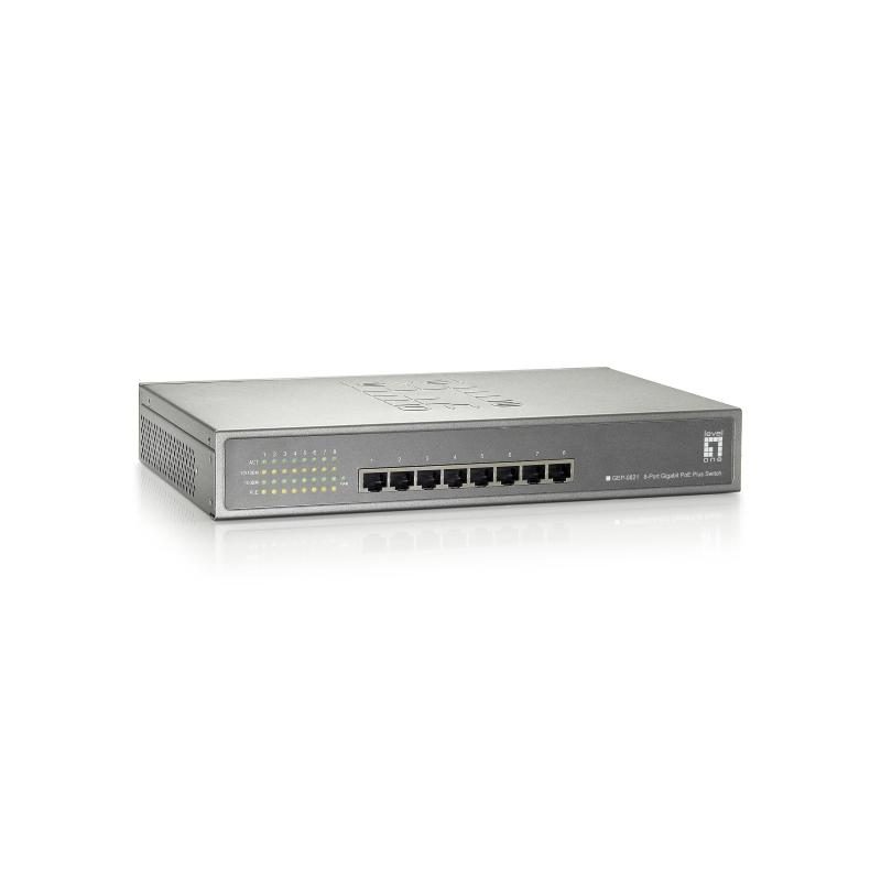 Switch di rete Gigabit Ethernet (10/100/1000) con supporto Power over Ethernet (PoE) grigio - LevelOne GEP-0821
