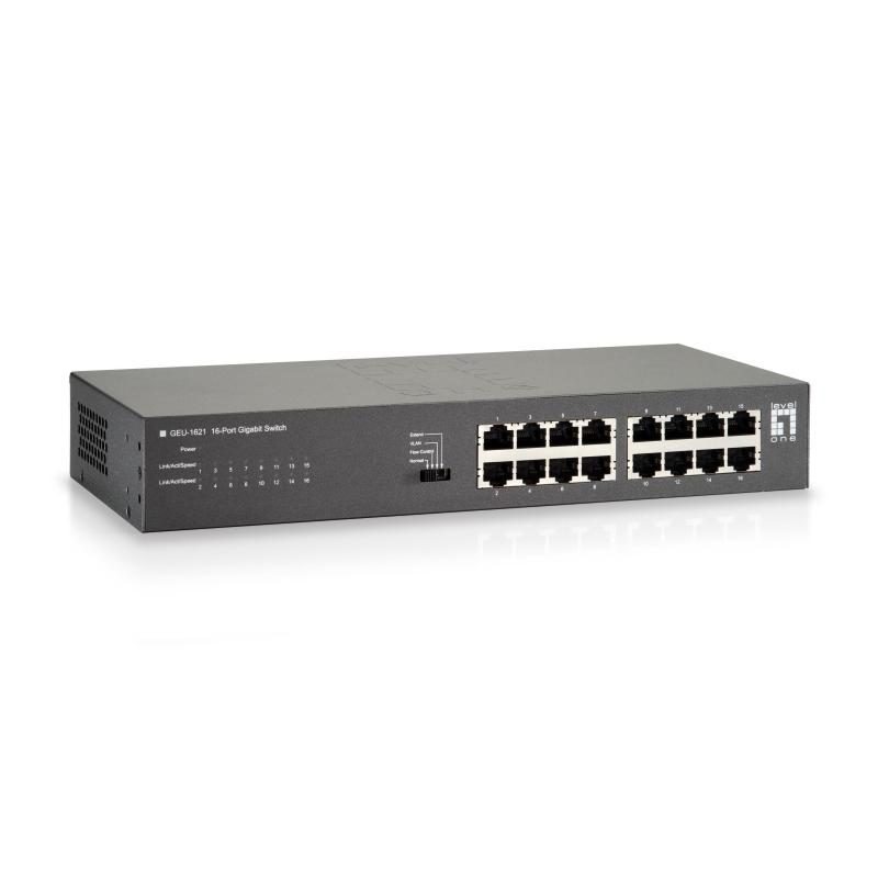 Switch di rete Gigabit Ethernet (10/100/1000) grigio - LevelOne GEU-1621