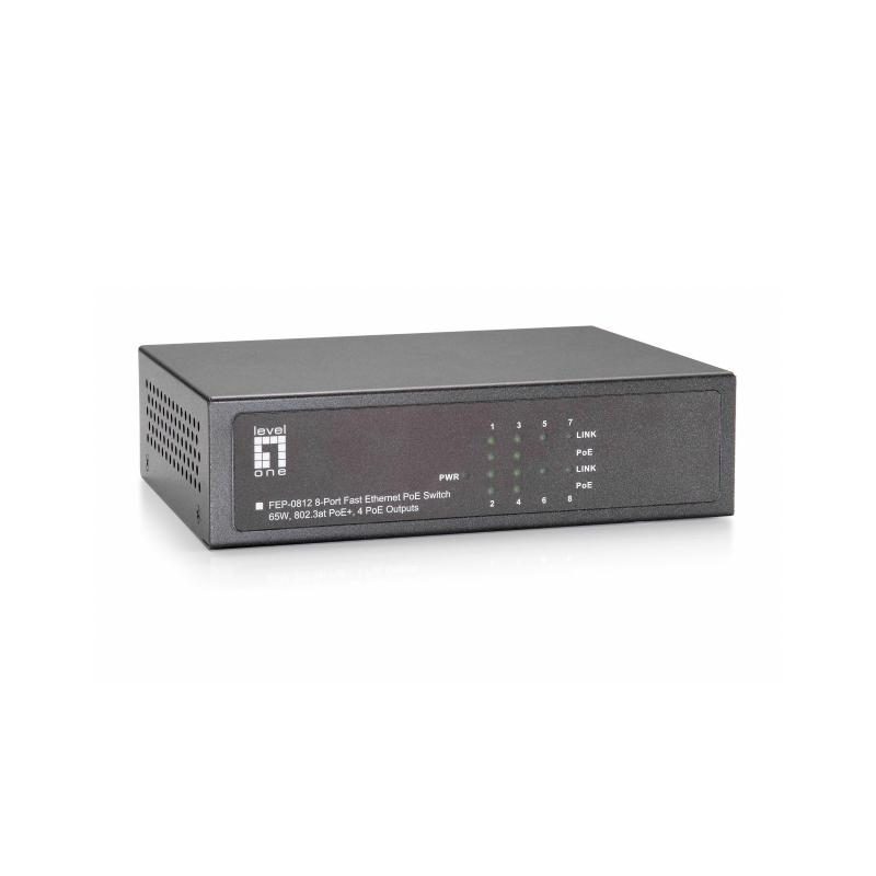 Switch di rete Fast Ethernet (10/100) con supporto Power over Ethernet (PoE) nero - LevelOne FEP-0812