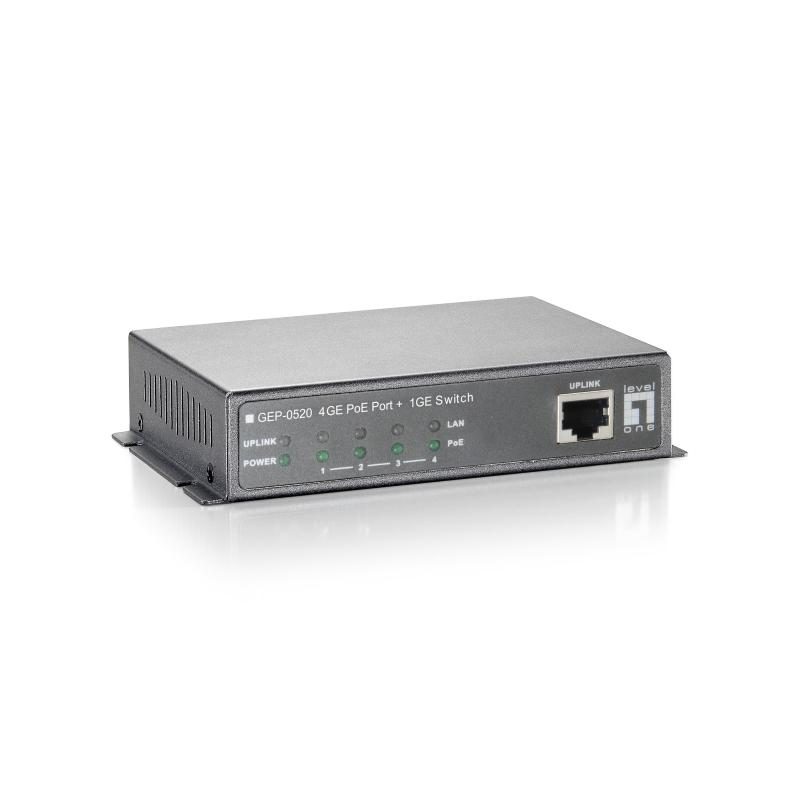 Switch di rete Gigabit Ethernet (10/100/1000) con supporto Power over Ethernet (PoE) nero - LevelOne GEP-0520