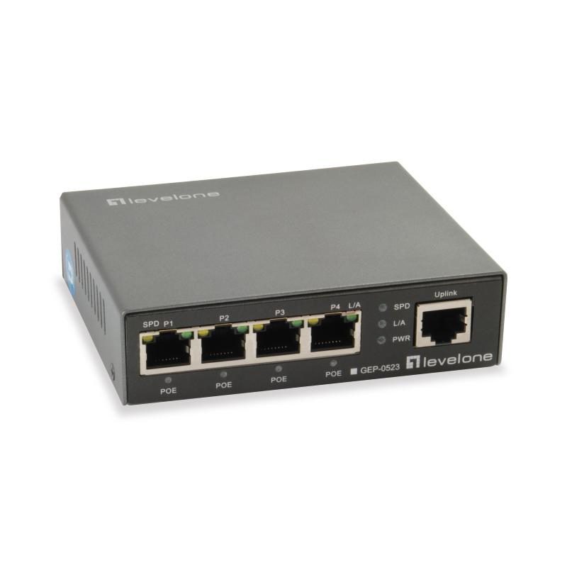 Switch di rete Gigabit Ethernet (10/100/1000) con PoE nero - LevelOne GEP-0523
