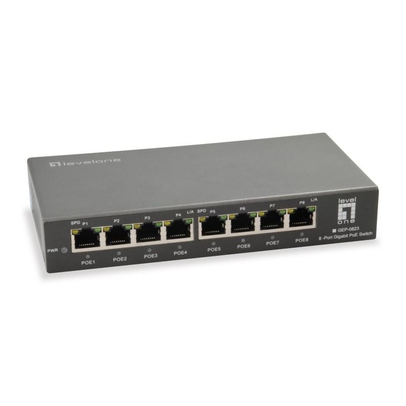 Switch di rete Gigabit Ethernet (10/100/1000) con supporto Power over Ethernet (PoE) nero - LevelOne GEP-0823