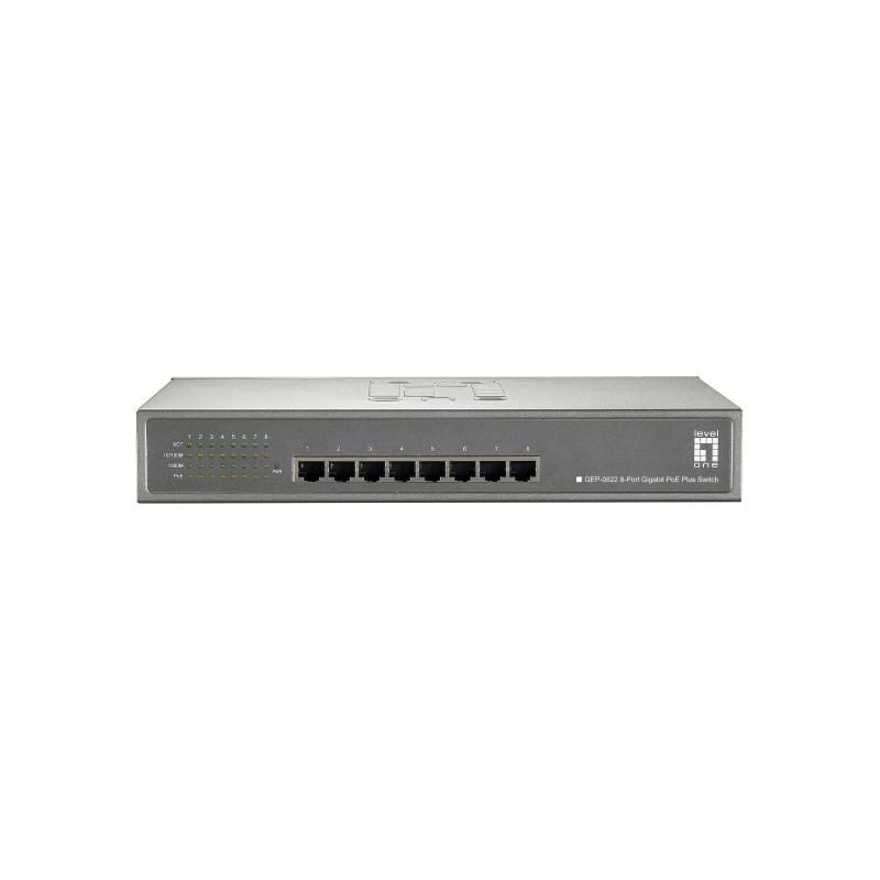 Switch di rete Gigabit Ethernet (10/100/1000) con supporto Power over Ethernet (PoE) grigio - LevelOne GEP-0822