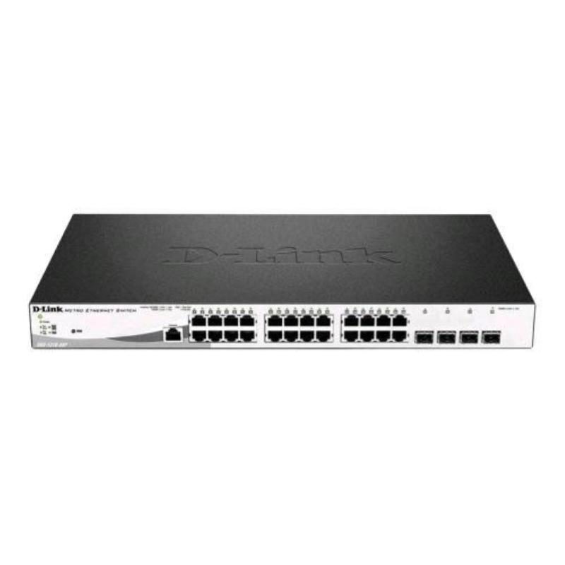 Switch 28 porte 24 x 10/100/1000 (PoE+) + 4 x Gigabit SFP montabile su rack - D-Link DGS-1210-28MP
