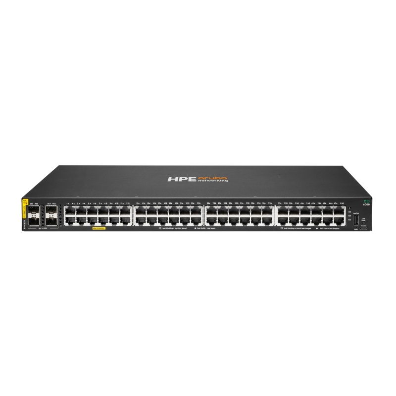 Switch Aruba CX 6000 48 x 10/100/1000G Class4 (PoE 370 W) + 4 x 1Gb SFP - HPE R8N85A R8N85B