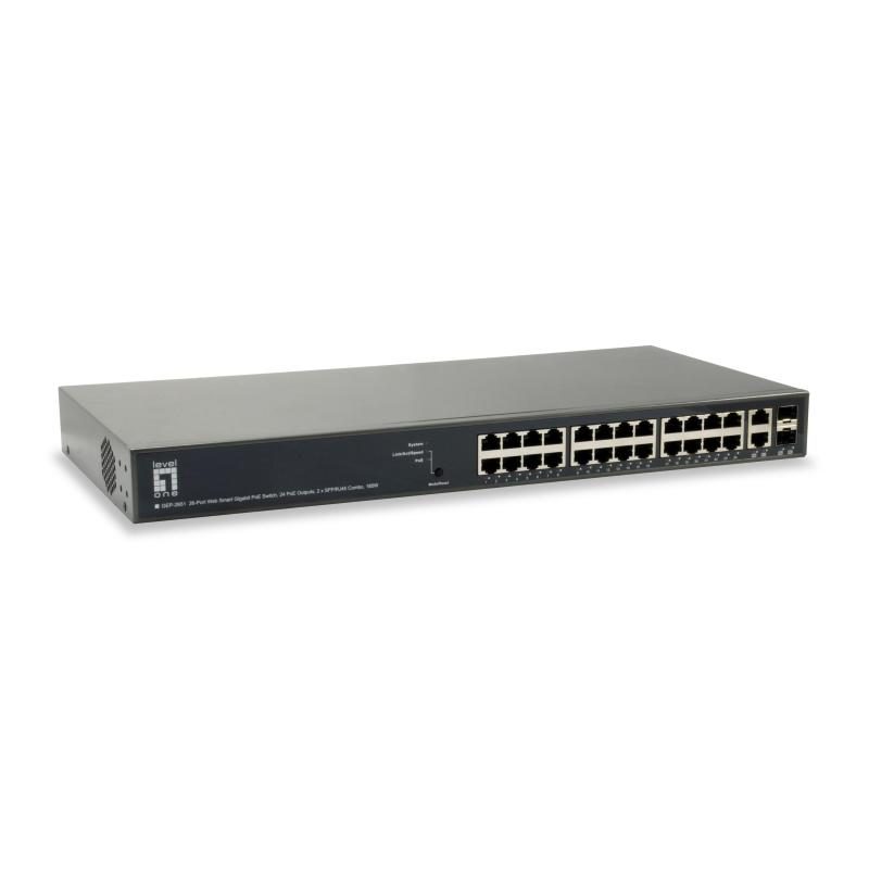Switch di rete gestito L3 Gigabit Ethernet (10/100/1000) con supporto Power over Ethernet (PoE) nero - LevelOne GEP-2651