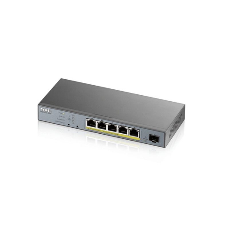 Switch managed per CCTV: 5 porte Gigabit PoE (budget 60 W) + 1 porta SFP, NFlex - Zyxel
