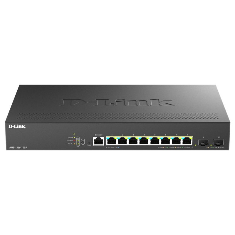 Switch di rete gestito 2.5G Ethernet (100/1000/2500) con supporto PoE nero - D-Link DMS-1250-10SP/E